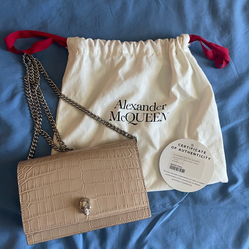 Alexander Mcqueen skull croc- embossed leather purse…gently used item